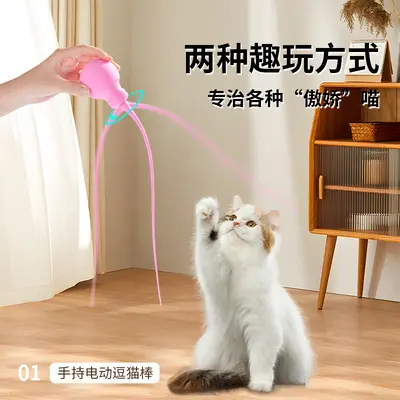 Pet Cat Teaser Wand Electric Cat Toy Interactive Pet Toy Automatic Rotating Cat Teaser Light Bulb Educational Kitten Toy