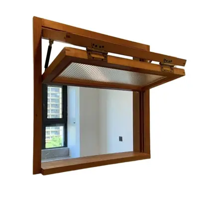 Retro Folding Solid Elm Wood Window Frame for Interior Use - 6