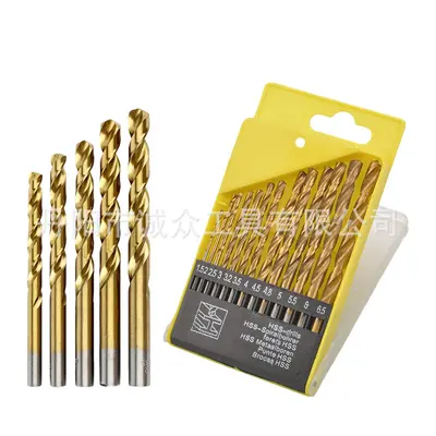 HSS Straight Shank Drill Bit Set for Brushless Drills, Titanium-Coated