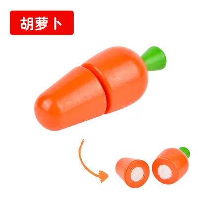 Wooden Toy Fruit and Vegetable Cutting Set, Velcro, Realistic Kitchen Toy - 12