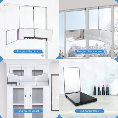 Three-Fold LED Makeup Mirror, Foldable, Adjustable