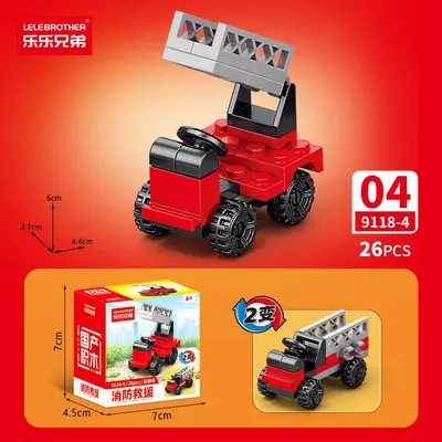 Lego-Compatible Mini Building Block Fire Truck Set - 10