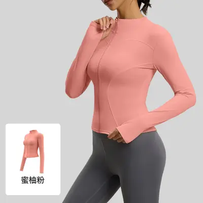 源头工厂加工定制来图打样贴牌logo瑜伽服外套健身上衣女 - 12