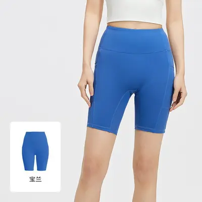 Yoga shorts leggings, high waist, striped pockets - 8