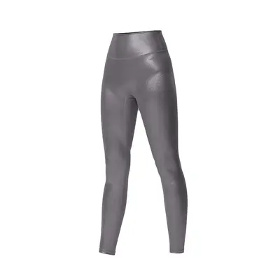 Nahtlose hochgeschnittene Yogahose mit silbernem Reflektordetail - 10