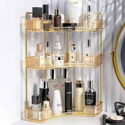 Eckiger Kosmetik-Organizer mit Dreieck-Regal - 2