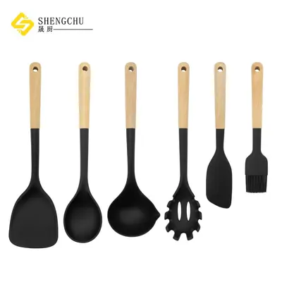 Amazon 6-teiliges Silikon-Küchenutensilien-Set, antihaftbeschichteter Suppenlöffel, Spachtel, temperaturbeständige Lebensmittelqualität aufhängbare Küchenutensilien - 2