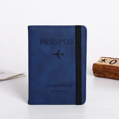 PU deri kayış pasaport çantası RFID pasaport tutucu koruyucu kapak yurtdışı seyahat cüzdanı kart tutucu bilet tutucu yazdırılabilir logo - 7