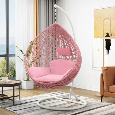 Rattan Hanging Basket Swing Chair for Balcony and Garden - 9