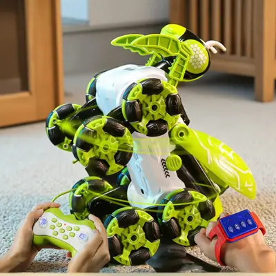 Intelligent eight-wheel stunt car with motion sensing robot toy