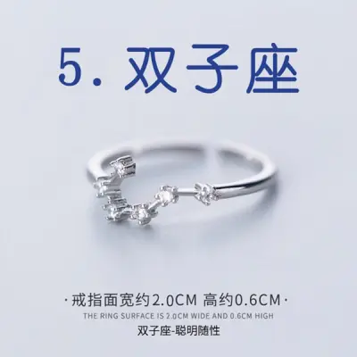 Cross-border hot sale zircon silver plated twelve constellations open adjustable ring fashion women constellation ring factory wholesale - 10