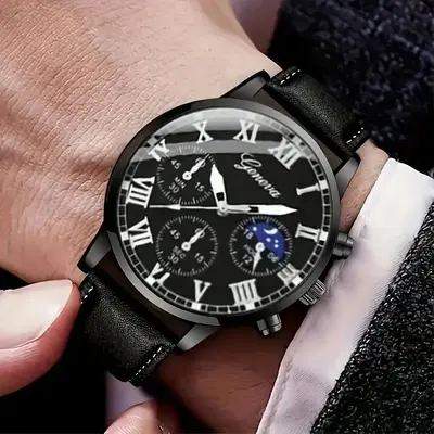 Grenzüberschreitende Mode Herrenuhr Business-Armbanduhr populäre Herrengarnitur Quarz-Armbanduhr PU-Gürtel Herrenuhr für den täglichen Gebrauch - 9