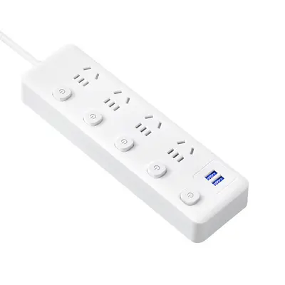 Power strip with USB, long cord, smart control