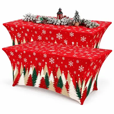 Weihnachts-Stretch-Tischdecke Cocktail-Tischhusse Hochzeits-Bankett Rechteck-Tischdecke wasserdicht und schmutzabweisend Milchseide-Tischdecke - 7