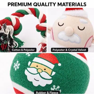 Cross-border New Arrival Christmas Pet Dog Toy Set, Squeaky Interactive Chew Ball Dog Toys, Best-Selling Wholesale