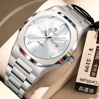 Men's quartz watch, waterproof, dual calendar - 10