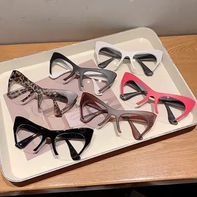 Retro Cat-Eye Half-Frame Glasses, Anti-Blue Light Lenses