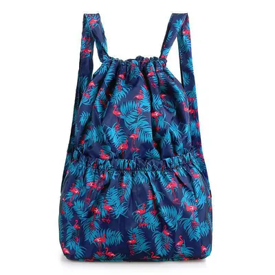 Women's Printed Backpack, Drawstring, Lightweight, Large Capacity - 8
