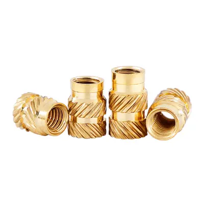 Knurled Copper Threaded Insert M3 M4 M5 M6, Fine Thread, for Injection Molding