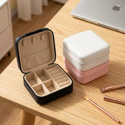 Cross-border Portable Jewelry Box Earring Necklace Bracelet Jewelry Storage Case Compact Travel Jewelry Organizer
