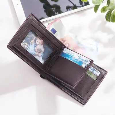 Men's Short Bifold Wallet, PU, Multi-Card Slots, Large Capacity - 4