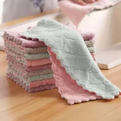 Double-sided two-color coral velvet cleaning cloth dishwashing cloth household cloth cleaning cloth scrubbing pad home store cloth