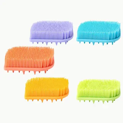 Silikon banyo fırçası, çift taraflı peeling vücut temizleme fırçası, ev tipi cilt yenileyici banyo fırçası, silikon saç yıkama fırçası - 10