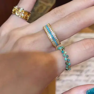 Vintage blue sparkle ring collection for women - 5