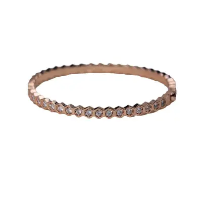 Strass-besetztes Titanzahl-Armband für Damen, offener Edelstahl, farbbeständig - 13