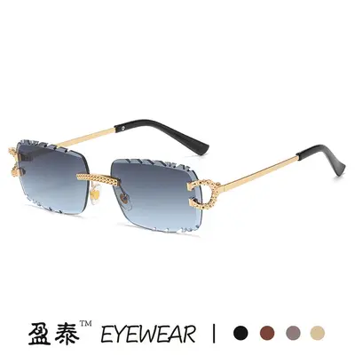 Rhinestone-Trimmed Patterned Sunglasses - 5