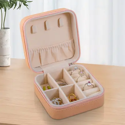 Lightweight luxury leather women's ring box, portable jewelry box, multi-layer travel storage box for earrings and necklaces, gift item. - 10