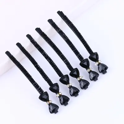 Single Word Firket Super Bright Single Row Black Crystal Diamond Alloy Firket Hair Clip Top-Tier Niche Hair Accessories Wholesale - 11