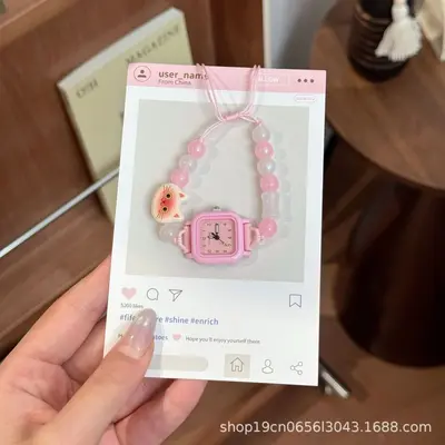 猫咪串珠手链式手表森系小清新学生石英表ins风百搭女士手表批发 - 7