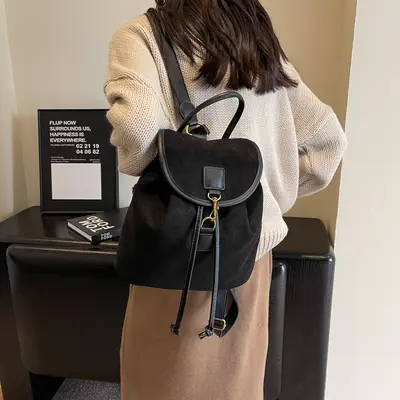 Retro Women's Bucket Backpack for Casual and Travel Use - 7
