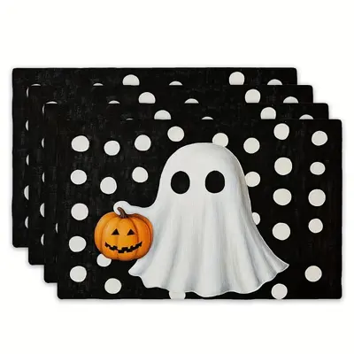 Halloween Ghost Linen Placemat, Waterproof for Restaurant Table - 9