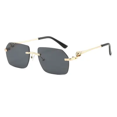 Frameless Leopard Print Driving Sunglasses for Men, UV Protection Metal - 7