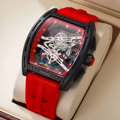 Richard Herren-Quarzuhr, Silikonarmband, durchbrochenes Design