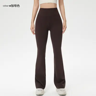 Verlängerte Yoga-Bootcut-Hose leicht ausgestellter Schnitt hohe Taille Pilates - 9