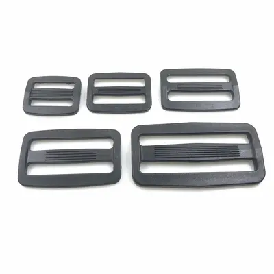 Small Black Plastic Three-Level Adjustable Slide Buckle for Bags