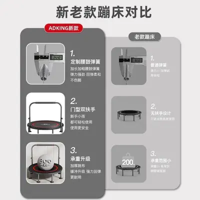 Foldable Indoor Mini Trampoline with Handrail for Children and Adults - 3
