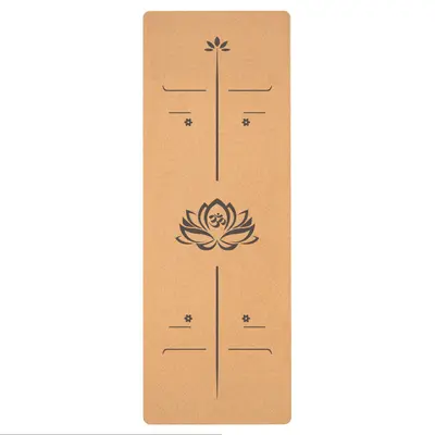 Yoga mat, 183x68cm, natural rubber, cork surface, silent - 10