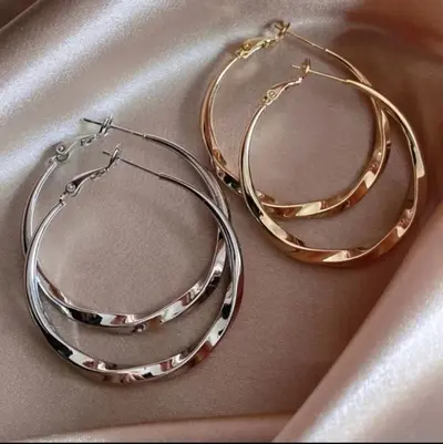 Twisted Metal Hoop Earrings, Minimalist Design, Eco-Friendly - 2