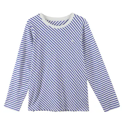Damen Langarmshirt mit Streifen im Marine-Look, Rundhals, Basic