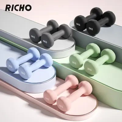 Katı Dökme Demir Dumbbells Kadın Plastik Kaplı Küçük Dumbbells Erkek Fitness Ekipmanı Ev Kullanımı Çift 2kg Spor Seti