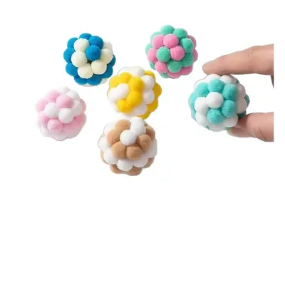 Bunte Macaron-Plüschball mit Glöckchen für Katzen - 6