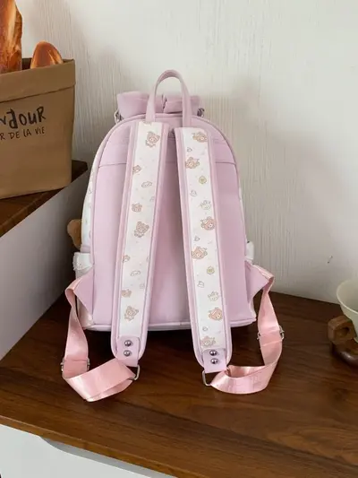 Women's Bear Design Bow Backpack 2026, Preppy Style for Students - 2