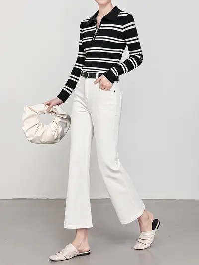 Damenjeans mit hoher Taille, Vierwege-Stretch, Schlagbein, Modell 8269
