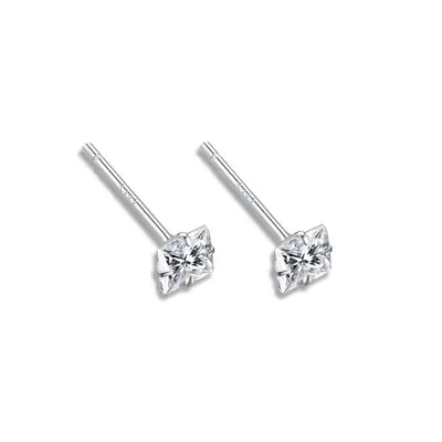 S999 Sterlingsilber Ohrringe mit vier Krallen für Frauen, erschwinglicher Luxus, hochwertige durchstochene Ohrringe, japanischer Stil einfache beliebte Nischen-Ohrringe für Frauen - 7