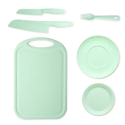 Plastik doğrama tahtası meyve bıçağı set taşınabilir güvenli - 8