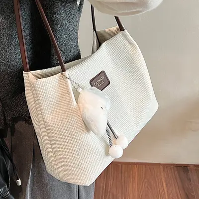Large Capacity Women's Single Shoulder Bag, Simple Design, Commuter Tote Bucket Bag - 8